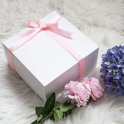 GEFTOL Gift Box 10 Pack 8 x 8 x 4 inches Fold Box Paper Gift Box Bridesmaids Proposal Box for Bridal Birthday Party Christmas (White)