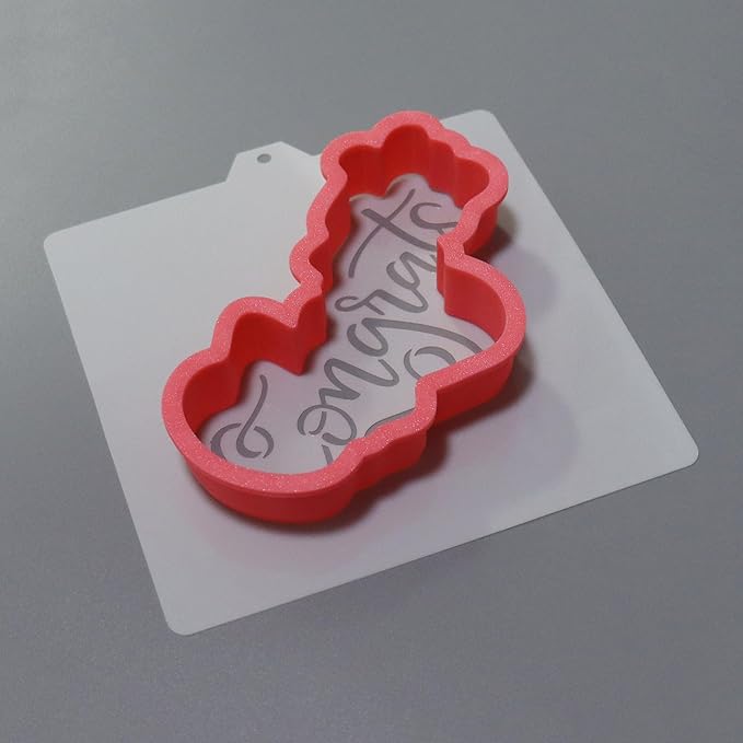 Congrats Hand Lettered Stencil and Cookie Cutter, Cookie Stencil, Cutter Stenci(Congrats)