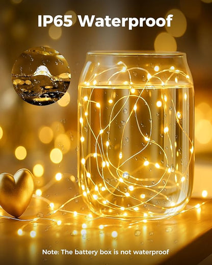 btfarm 3 Pack Fairy Lights Battery Operated, 7FT 20 LED Mini String Lights Waterproof Silver Wire for Mason Jars Centerpiece Table Crafts Bedroom Christmas Decoration, Warm White