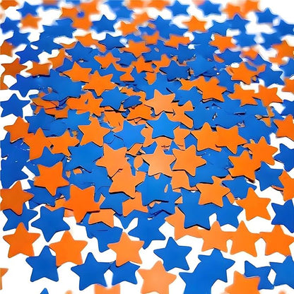 Orange Blue Metallic Foil Star Confetti 0.78inch/2cm 8000Pcs Table Confetti for Party Birthday Decoration or Filled Balloons