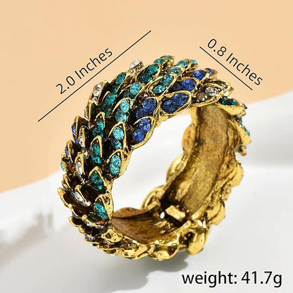 Jeweled Napkin Rings Set of 12 - Vintage Metal Crystal Rustic Peacock Napkin Ring Holders for Wedding Party Holiday, a Beautiful Dinner Table Décor (Multicolor) (12)
