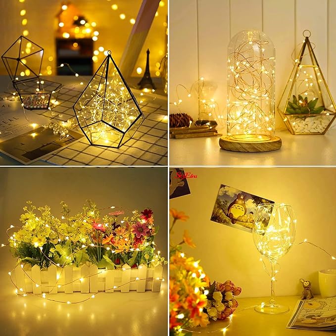 ZNYCYE 10 Pack Fairy Lights with Timer,10ft 30 LED String Lights 8 Modes Fairy Lights Battery Operated Waterproof for DIY Wedding Party Bedroom Mason Jars Christmas Decorations (Warm White)