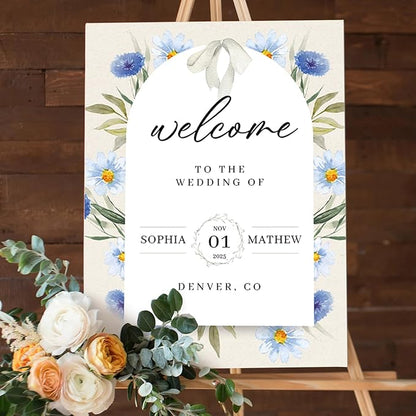 Customized Weddings Poster Signs for Bride & Groom, Personalized Wedding Welcome Sign, Gifts for Weddings, Anniversary, Bridal Party, Custom Reception Canvas/Wooden Sign for Ceremony