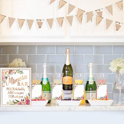 30Ft Champagne Gold Party Decorations Triangle Pennant Banner Gold Hanging Paper Flag Bunting for Graduation Wedding Birthday Bridal Shower Bachelorette Engagement Anniversary Hen Party Supplies