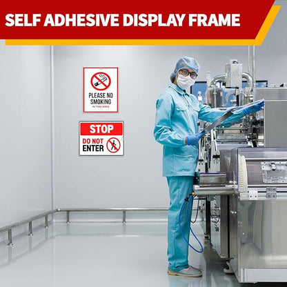 Rigid Magnetic Sign Holder 8.5 x 11 - Clear Plastic Magnetic Frames for Refrigerator Top Loaders Wall Sign Holder, Self Adhesive Frames for Walls Door Window Magnetic Picture Frame 10 Pack