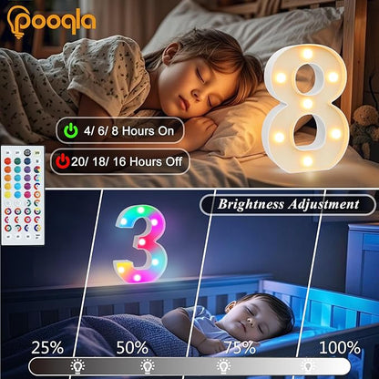 Pooqla 30th Birthday Decorations for Her Him, 35 Colors LED Light Up Numbers with Remote, Multicolor Marquee Numbers 30 Sign for Party Wedding Anniversary Decor 30th Birthday Gift, Number 30