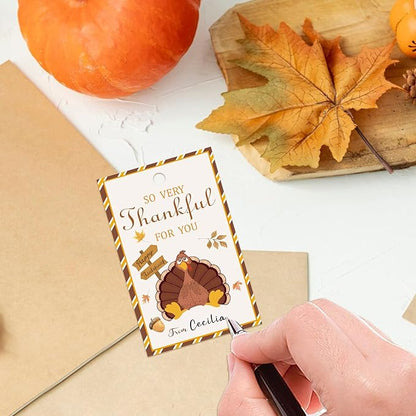 50pcs Thanksgiving Thank You Gift Tags, Turkey Theme Gift Tags for Friendsgiving Party Favor and Gift Wrapping Decoration(Turkey)