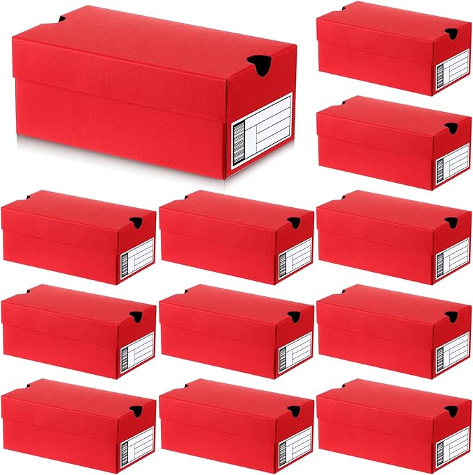 12 Sets Mini Shoe Gifts Boxes for Party Favors 6.1 x 3.9 x 2.5 Inches Sports Mini Sneaker Box with Editable Label for Candies Cookies Snacks(Red,6.1 x 3.9 x 2.5 Inches)