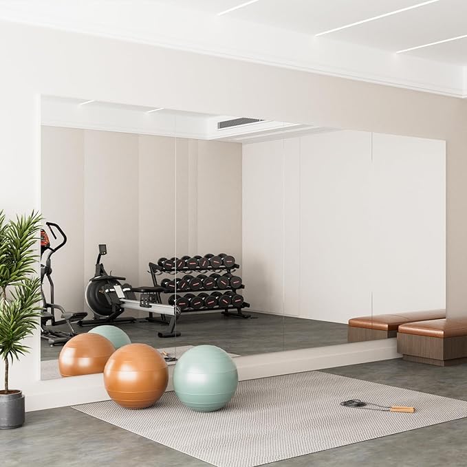 2PCS 71" X 40" Gym Mirror - Full Length Wall Mirror for Gyms, Dance Studios, Home and Yoga - Easy Installation, Ultra Light Shatterproof Nano Mirror Reduces 60% Commercial Insurance Costs, 5 lbs/pc