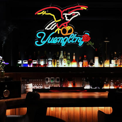 Eagle Neon Sign for Wall Decor,Yuenglin Beer Dimmable Light Up Bar Signs for Man Cave Room Decor Bar Shop Pub Bistro Party Hotel Game Room Decor Gifts, USB Powered