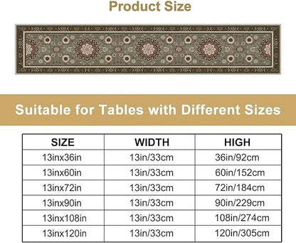 Vintage Paisley Floral Table Runner, Brown Boho Rustic Farmhouse Flower Pattern for Home Kitchen Table Decor Dining Coffee Room Party Decor 13x120in