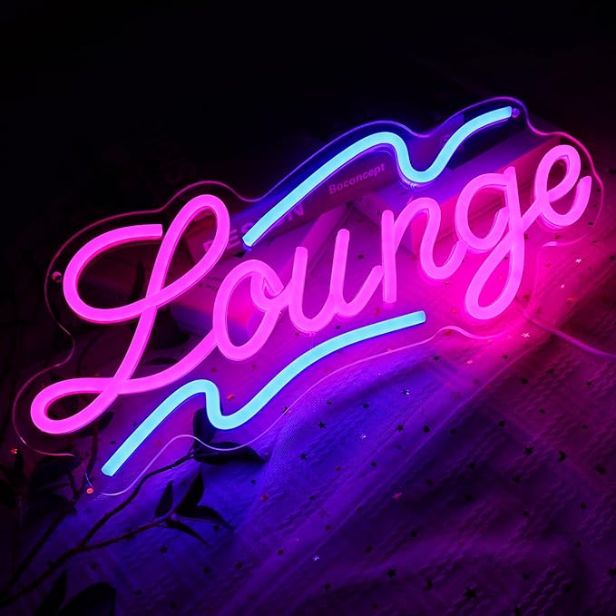 Lounge Neon Sign for Wall Decor, 16.54" x 6.69" Rest Led Signs for Room, USB Dimmable Neon Lights for Lounge Room Bar Hotel Cafe Nightclub VIP Room Man Cave Home Bedroom Decoration