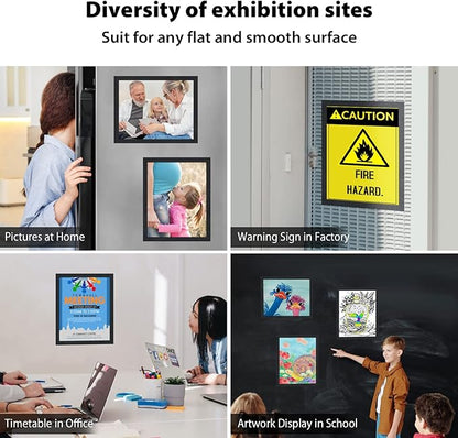 11"x 17" Self Adhesive Sign Holder, Double Sided Window Display Frame with Clear PVC and Strong Magnetic for Office/Home/Store/Door/Glass/Wall (Black, 20Pack)