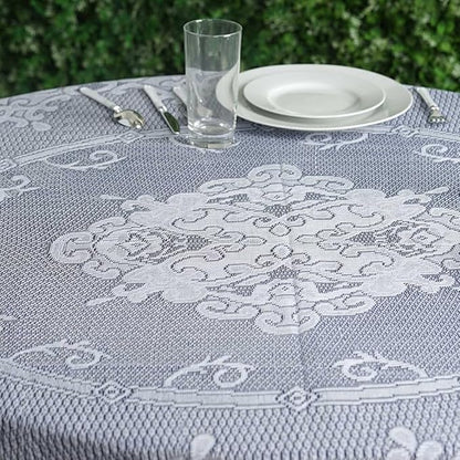 Tableclothsfactory 70" Premium Lace Ivory Round Tablecloth for Banquet Party Wedding Event Home Decoration