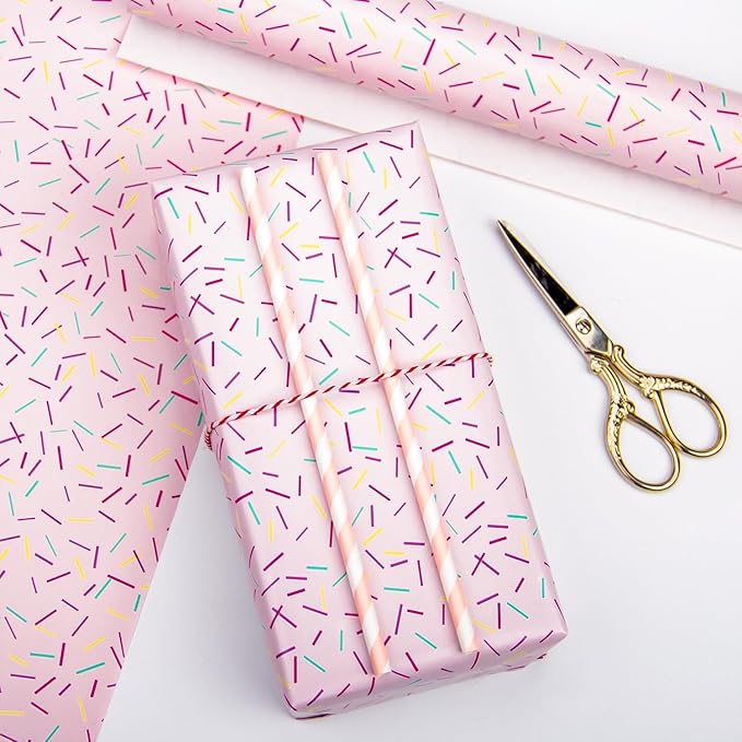 WRAPAHOLIC Wrapping Paper Roll - Mini Roll - 17 Inch x 33 Feet - Colorful Line Segment Print Design for Birthday, Party, Baby Shower