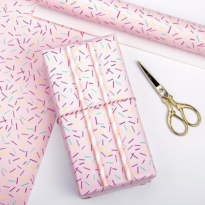 WRAPAHOLIC Wrapping Paper Roll - Mini Roll - 17 Inch x 33 Feet - Colorful Line Segment Print Design for Birthday, Party, Baby Shower