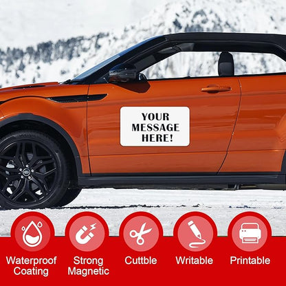Thaibear Blank Car Magnets, 17" x 12", 2 Pack Car Door Magnets Signs for Vehicle, Rounded Corners Blank White Flexible Magnet Sheet Stickers for Car to Advertise Business and Personalized Decal