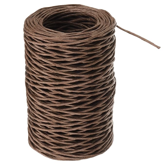 PATIKIL 164 Feet Floral Bind Wire Wrap Twine, 2mm Florist Wire Iron Wire Paper Covered Vine Wrapping Binding Wire for Flower Bouquets, Brown