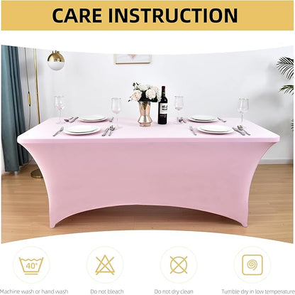 6-Pack 6ft Spandex Table Covers for Rectangle Standard Folding Tables - Wrinkle Resistant Stretch Tablecloths - Ultimate Fitted Table Protector for Parties, Trade Shows, Wedding