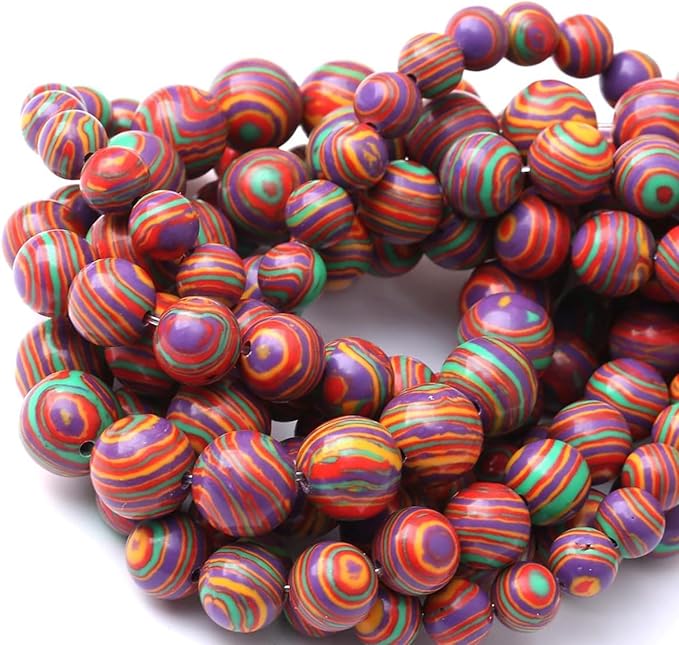 Painted Peacock Turquoise Stone Beads Gemstone Round Crystal Energy Jade Beads Stone Beads for Jewelry Making DIY Bracelet Necklace Jewelry Making 1 Strand 15.5inch 35PCS 10MM