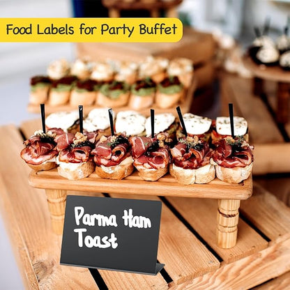 PigPotParty 18 Pcs 4"x3" Mini Food Labels for Party Buffet - Mini Chalkboard Signs for Food Display - Food Labels - Table Name Tags - Wedding Place Cards - Include 2 Wet Erase Markers