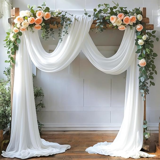 MDS Halloween Chiffon Draping Fabric - 2 Panel, 30" Wide x 30ft Long - Sheer Spooky Arbor & Canopy Drapery for Haunted House Backdrops, Party Ceilings, DIY Costumes & Themed Events - White
