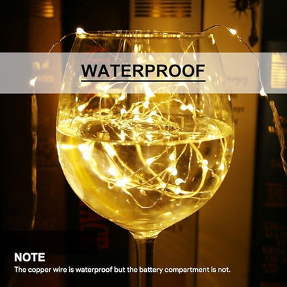 3 Pack Rechargeable String Fairy Lights 10ft 30 LED, 4 Modes Copper Wire Christmas Starry Lighting, Waterproof Micro Firefly Moon Light, Warm White, Battery and USB Cable Included