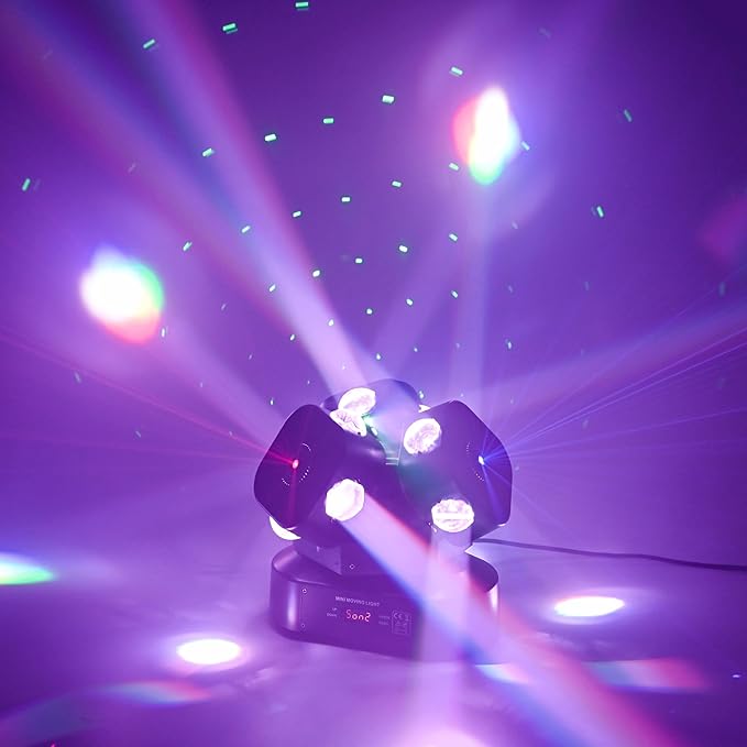 Moving Head DJ Light DMX 512 Strobe Lighting LED with Sound Activated Party RGBW Beam Lights Stage Lighting for Events DJ KTV Disco Wedding Concert Festival (12LED Stage Light w/Special Lights)