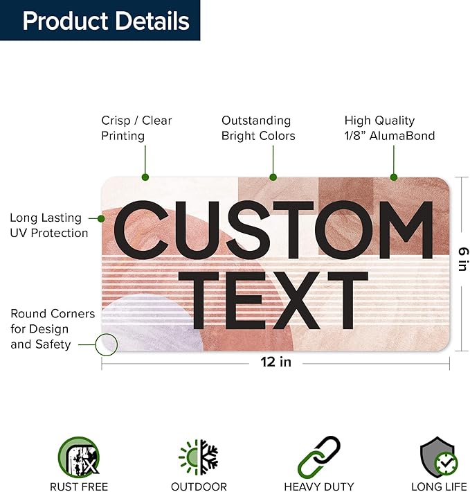 Custom Sign, Custom Street Sign, 11 Font Colors, 13 Font Styles, 4 Hole Options, 22 Sizes, 6x12 Inches, Rust Free DiBound, Fade Resistant, Made in USA by My Sign Center (Mid-Century Modern 1)