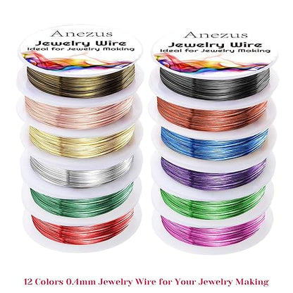 Anezus 12 Rolls Jewelry Wire Craft Wire Tarnish Resistant Beading Wire for Jewelry Making Supplies