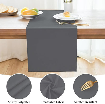 2 Pack Grey Small Short Table Runner 12 x 48 Inch Solid Color Runners Coffee Table Dresser for Daily Party Home Decoration