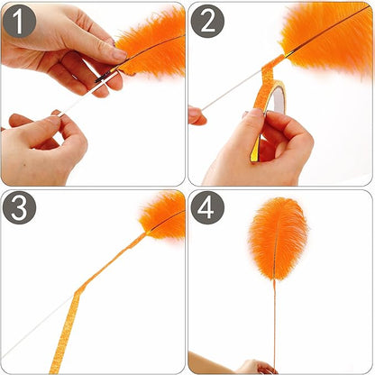 Holmgren Orange Ostrich Feathers Bulk - 20pcs Making Kit 22 Inch Ostrich Feathers for Vase, Floral Arrangement, Wedding Party Centerpieces and Halloween Home Decor (Orange)