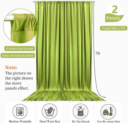 10 x 7 Feet Olive-Green Backdrop Curtain for Partie, Background Curtains for Photoshoot, Birthday, Wedding, Halloween, Thanksgiving, Christmas, New Year Party Decorations 5Ft x 7Ft, 2 Panels