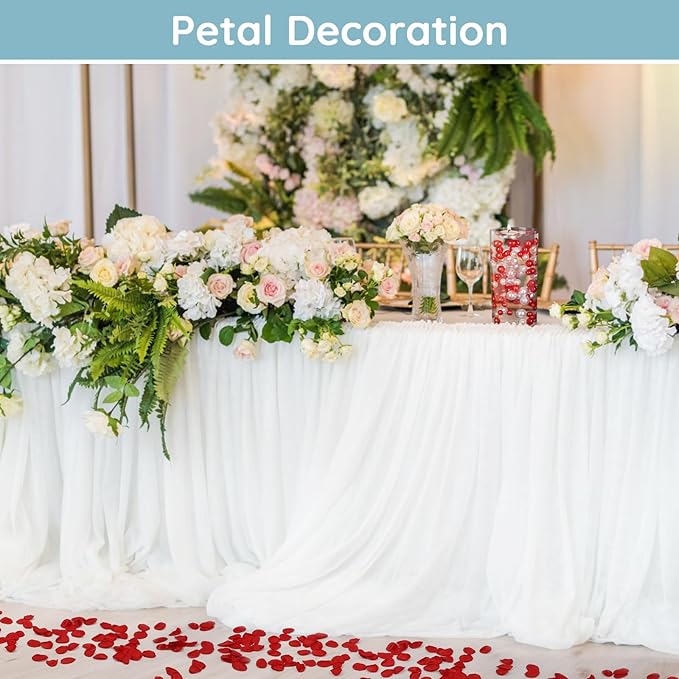 Suream 600 Pcs Flower Petals for Wedding, Red Beautiful Realistic Rose Pedals for Wedding Centerpiece Table Decorations, Flower Girl Basket, Romantic Night, Aisle Decorations for Wedding Ceremony