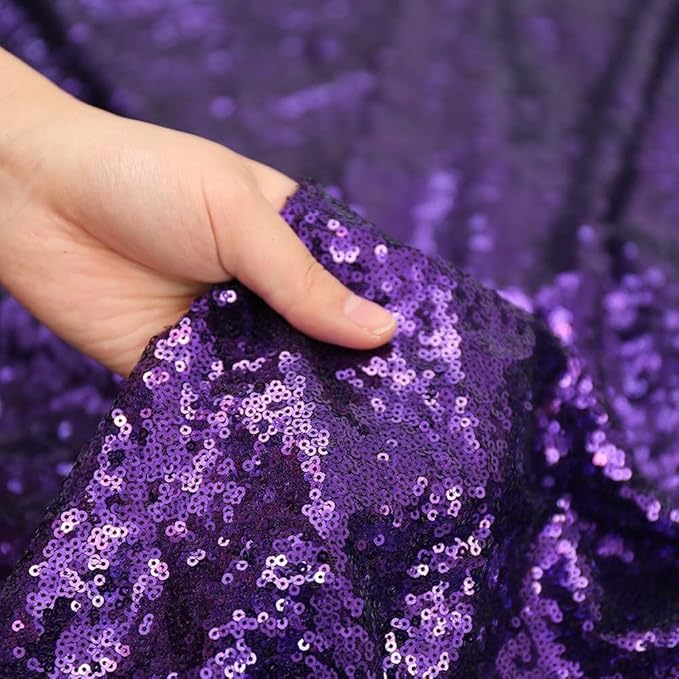 Poise3EHome Purple Sequin Backdrop,8FT x 10FT Sequin Photography Backdrop Curtain for Party Decoration, Purple