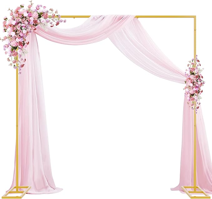 Wokceer 8x8FT Backdrop Stand Heavy Duty Pipe and Drape Kit with Base, Square Adjustable Backdrop Stand for Wedding Birthday Party Photo Booth Background Photography Exhibition Decoration