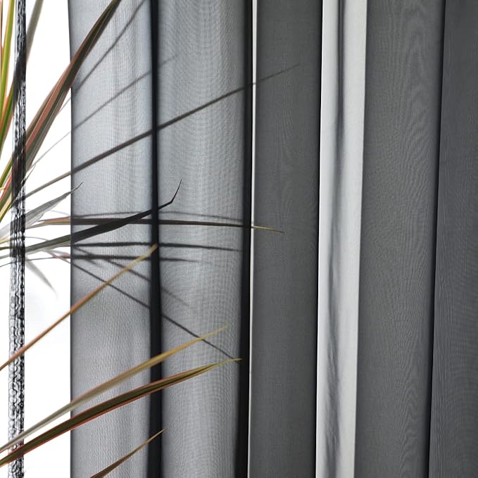 Window Black Sheer Curtains 48 Inches Width 72 Inches Long 2 Panels Sheer Curtain Clear Curtains Basic Rod Pocket Panel for Home Living Room Bedroom Kids Room Yard Patio Parlor Sliding