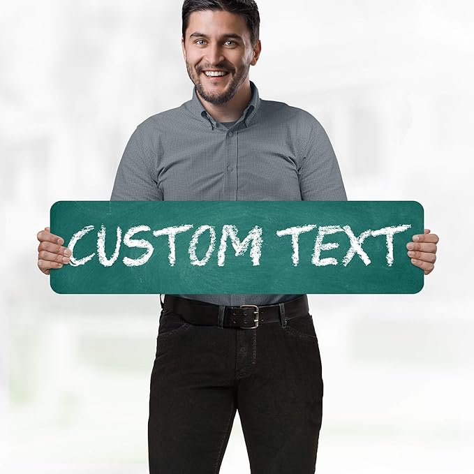 Custom Sign, Custom Street Sign, 11 Font Colors, 13 Font Styles, 4 Hole Options, 22 Sizes, 8x32 Inches, Rust Free DiBound, Fade Resistant, Made in USA by My Sign Center (Chalkboard Green)