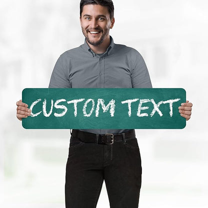 Custom Sign, Custom Street Sign, 11 Font Colors, 13 Font Styles, 4 Hole Options, 22 Sizes, 8x32 Inches, Rust Free DiBound, Fade Resistant, Made in USA by My Sign Center (Chalkboard Green)