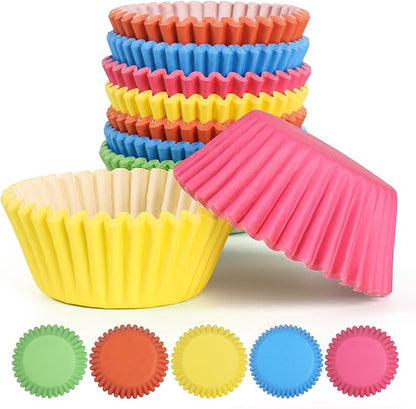 2 inch 1000-Count Mini Cupcake Liners Bright Colorful Muffin Baking Cups, Odorless,Baking Paper Cups for Baking Candy Cooking，Upgraded & Food Grade Grease-Proof Paper(Rainbow, 2 Inch)