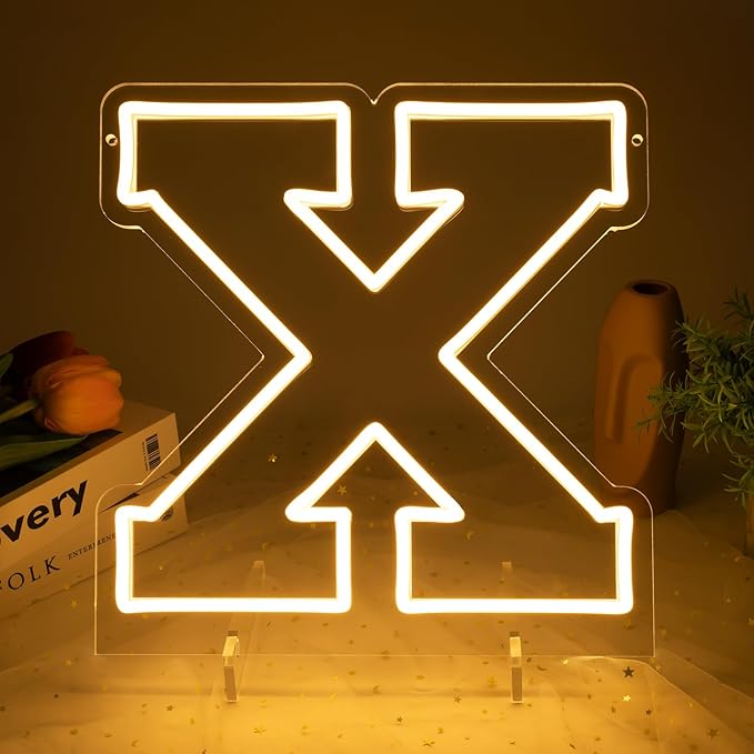 Light Up Letters X, Led Marquee Letter Lights Neon Sign, 13.9" Height Decorative Lighted Alphabet Number, Battery/USB Powered Led Letters Lights for Wedding, Birthday, Party, Christmas or Home Decor