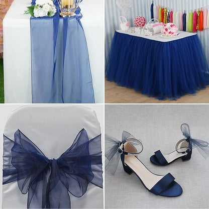 Navy Blue Tulle Fabric Rolls 54 Inch by 40 Yards Tulle Bolt Spool for Wedding Decorations DIY Tutu Baby Shower Table Skirt Ceiling Decor Birthday Party Craft Supplies