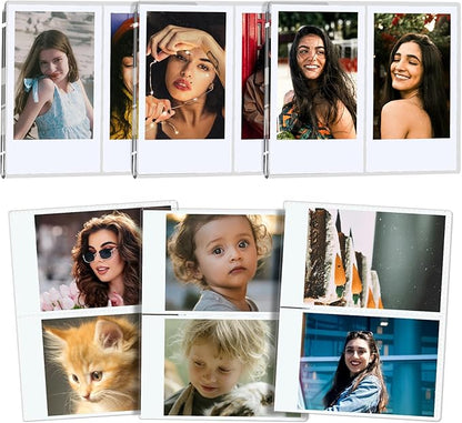 6Pack Magnetic Refrigerator Picture Frames fit 2PCS Mini 2x3 Pictures Collage, Acrylic Photo Frame Compatible with Fujifilm Instax Polaroid Mini for Home Office Fridge/Locker (Clear, 2x3*2 Picture)