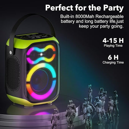 Portable Bluetooth Speakers 80W Big Powerful Wireless Outdoor Loud Stereo Deep Bass Sound Boombox TWS Home Party Speaker with Subwoofer LED Lights