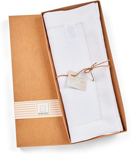 Off White Table Runner 72 inches Long – 100% Pure Linen Hemstitch 14 x 72 Inch Table Runner for Dining, Spring, Summer, Wedding Decorations, Gift – Azure