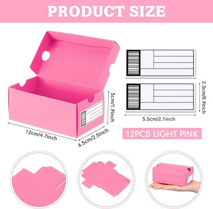 12 Sets Mini Shoe Gifts Boxes for Party Favors 4.7 x 2.5 x 2 Inch Sports Mini Sneaker Box with Editable Label for Candies Cookies Snacks (Light Pink, 4.7 x 2.5 x 2 Inches)