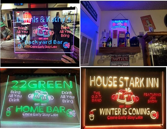 ADVPRO Personalized Your Name Custom Home Bar Beer Established Year Dual Color LED Neon Sign White & Yellow 16 x 12 Inches st6s43-p1-tm-wy
