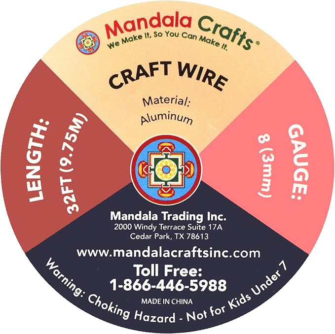 Mandala Crafts 8 Gauge Anodized Aluminum Craft Wire for Jewelry Making - 32 FT Colored Flexible Violet Wire - Bendable for Bonsai Armature Crafting Sculpting