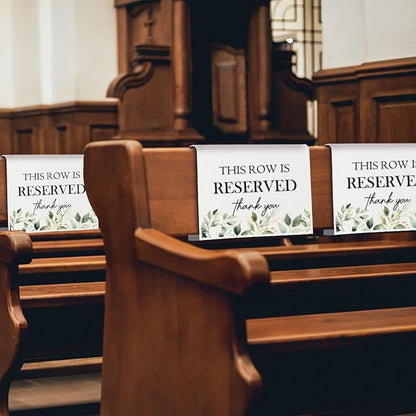 Reserved Seating Chair Signs, This Row Is Reserved Pew Cloths Seating Placeholder for Church Pews, Wedding Decorations for Reception Parties Celebrations Event Meetings (Green, 4 PCS)