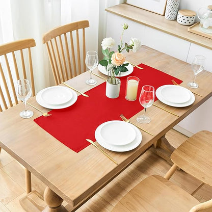 2 Pack Red Small Short Table Runner 12 x 36 Inch Solid Color Runners Coffee Table Dresser for Daily Party Home Decoration